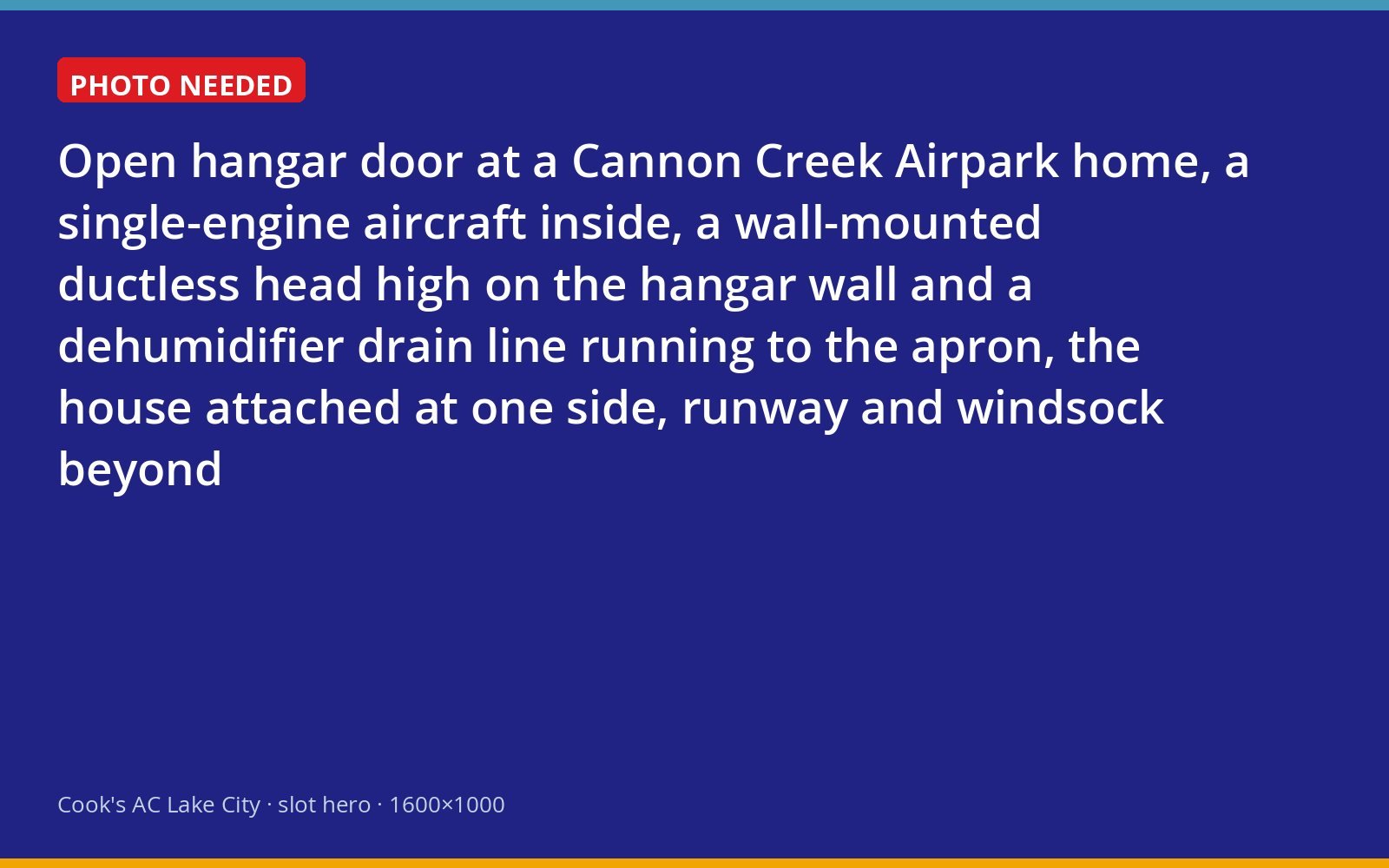 Ductless system and dehumidifier inside a residential hangar at Cannon Creek Airpark