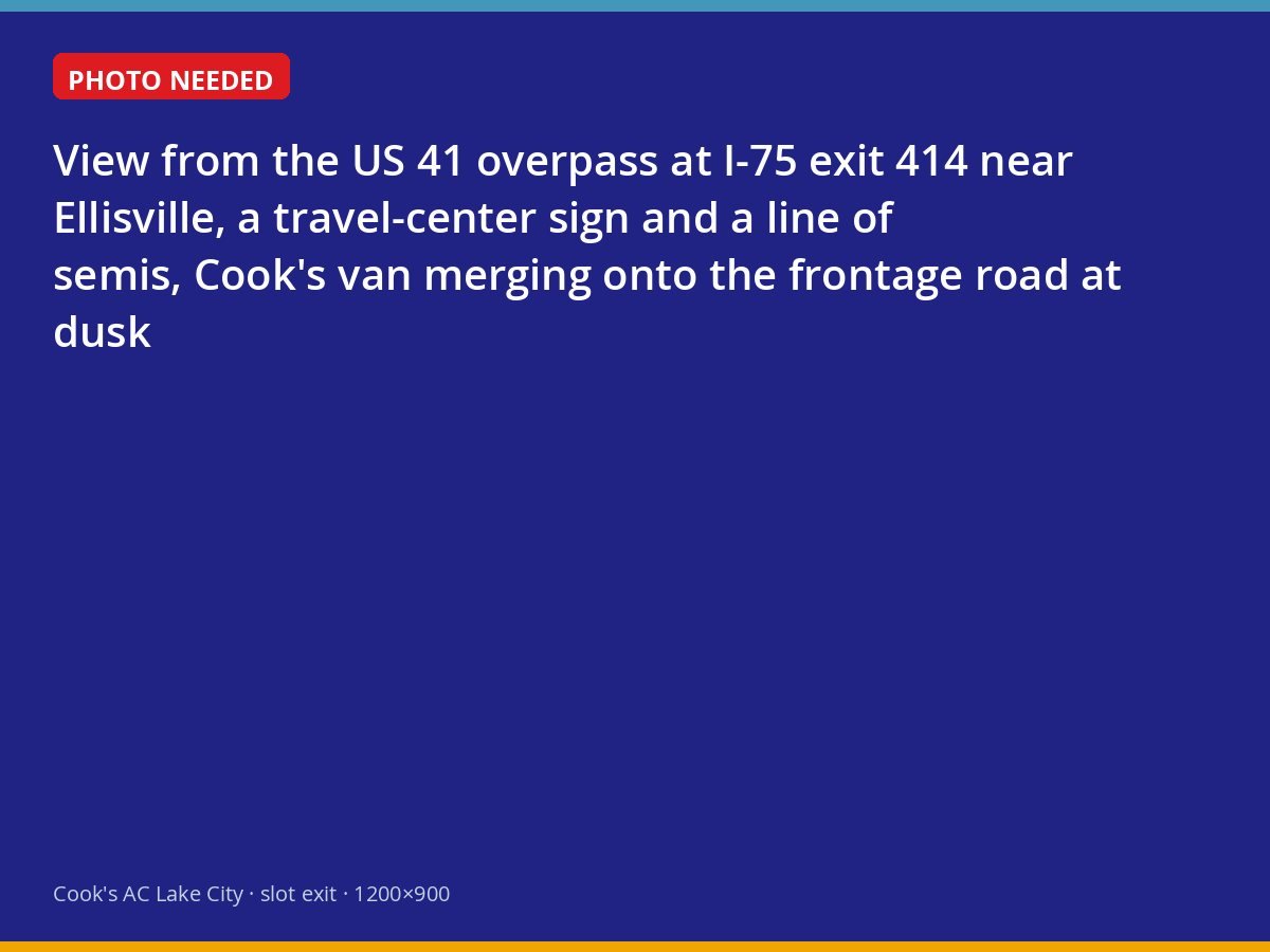 I-75 exit 414 at Ellisville with a Cook's van on the frontage road