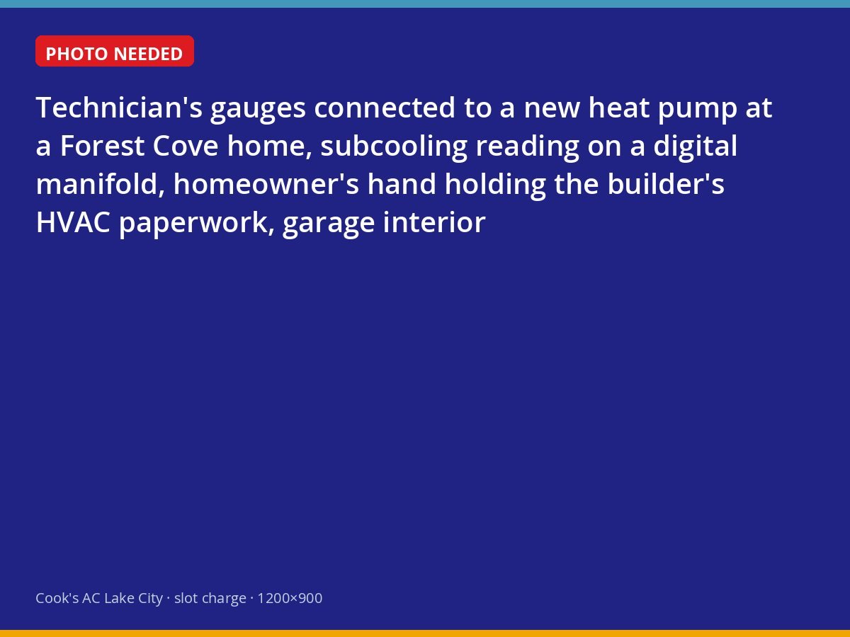 Checking refrigerant charge on a builder-installed heat pump in Forest Cove