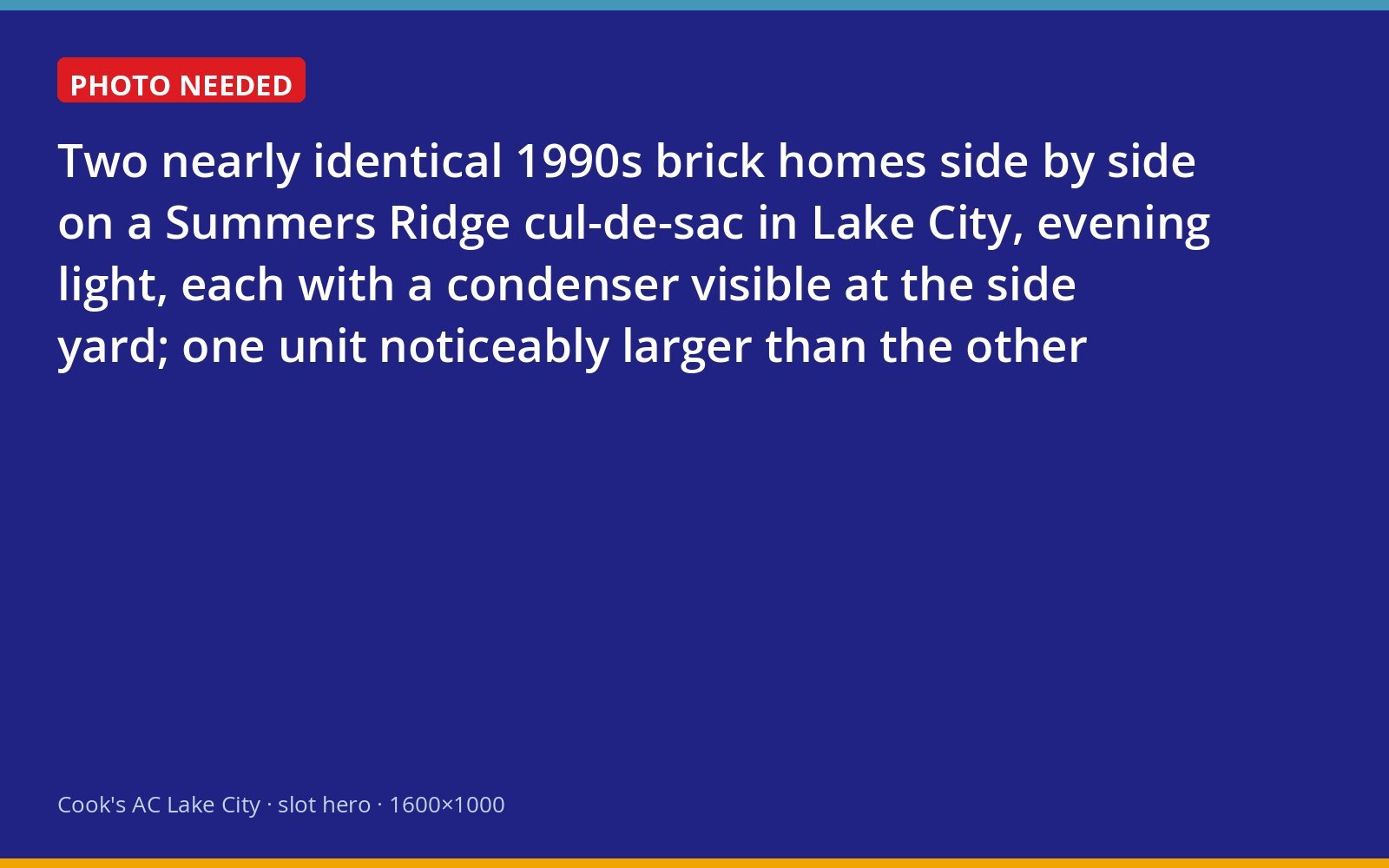 Two matching brick homes in Summers Ridge with different-sized air conditioning units