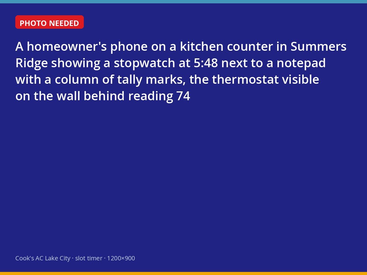 Phone stopwatch and tally marks used to time air conditioner cycles in a Lake City kitchen