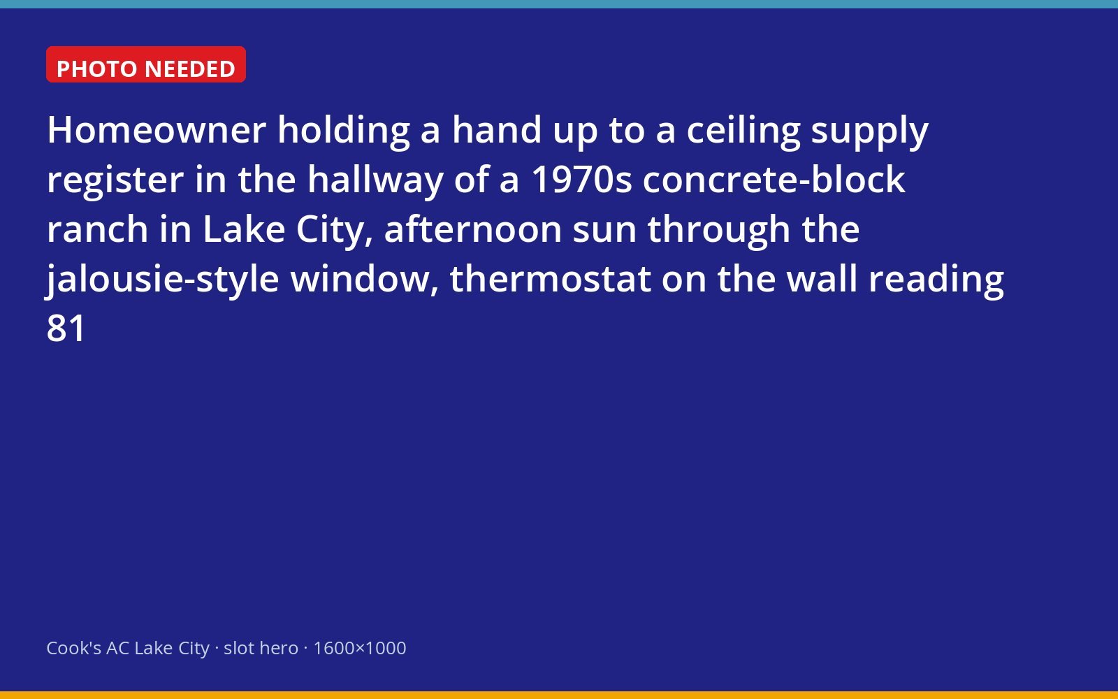 Homeowner feeling warm air from a ceiling register in an older Lake City block home