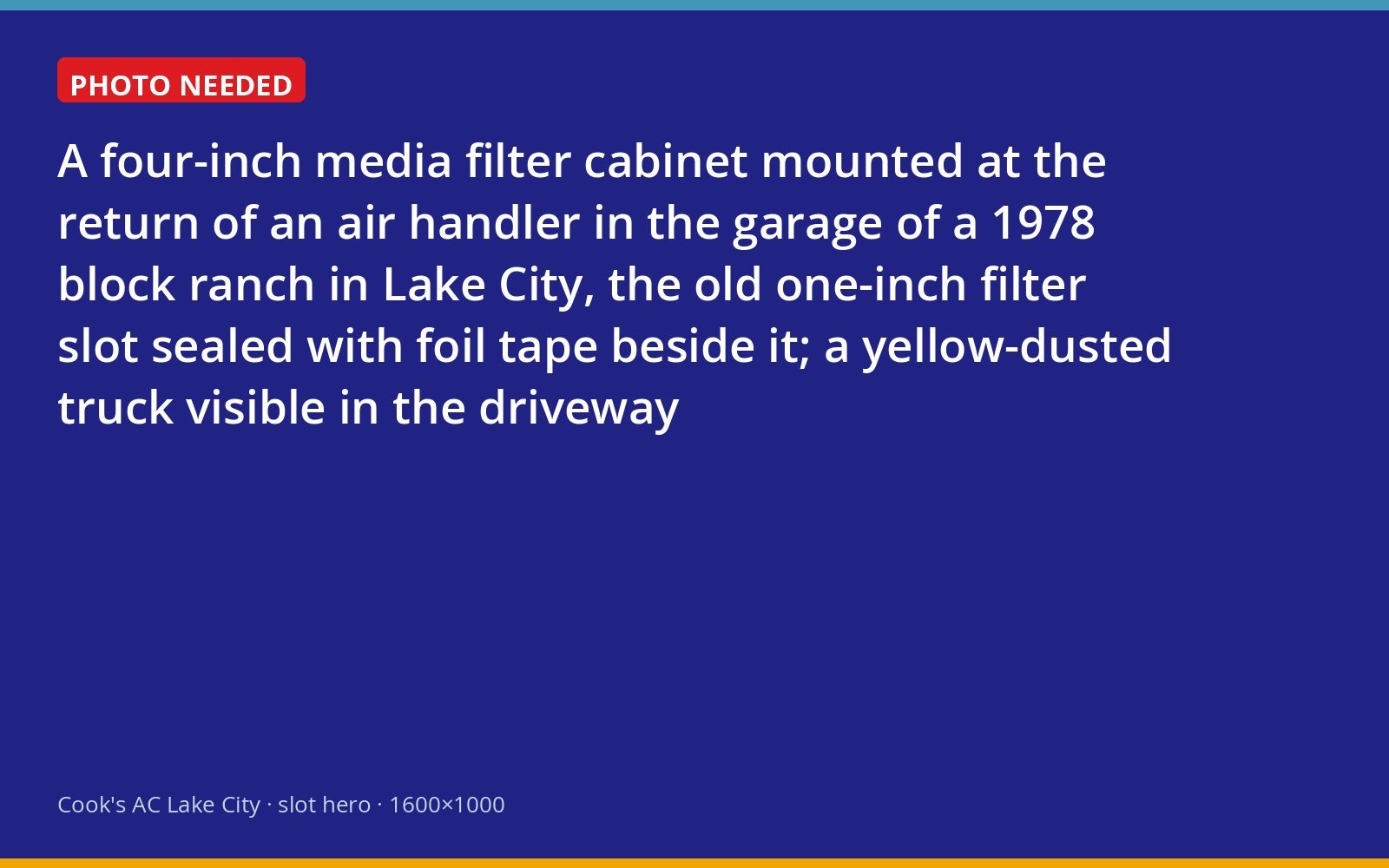 Media filter cabinet installed at an air handler return in a Lake City garage during pollen season