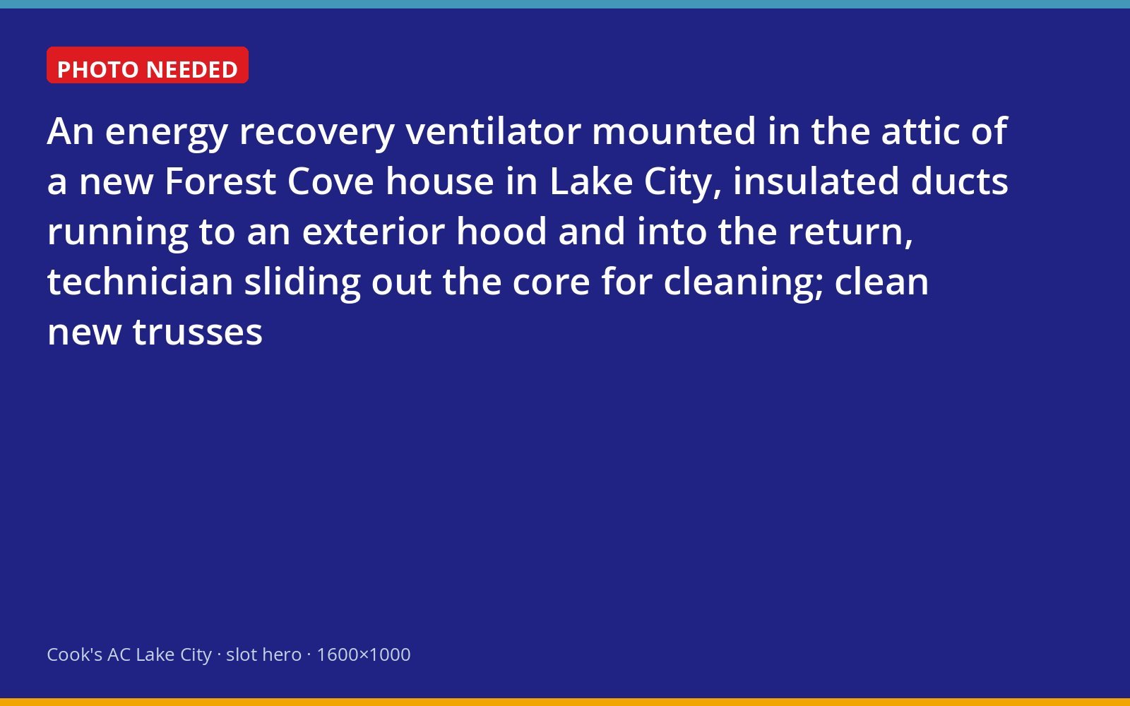 Technician servicing the core of an energy recovery ventilator in a new Lake City attic