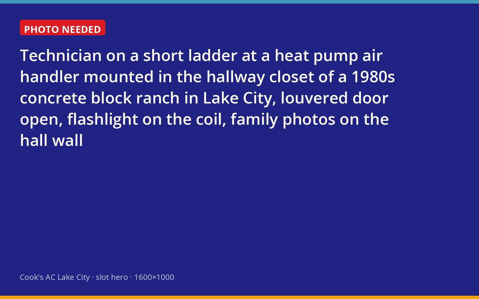 Cook's technician inspecting a closet air handler in a 1980s Lake City ranch home