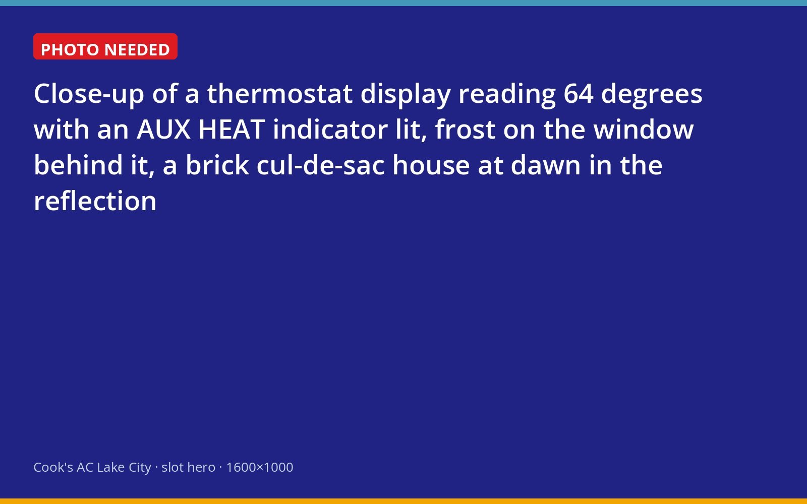 Thermostat showing auxiliary heat engaged on a frosty Lake City morning
